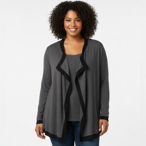 Sag harbor lady female woman size XL black-Grey cardigan sweater